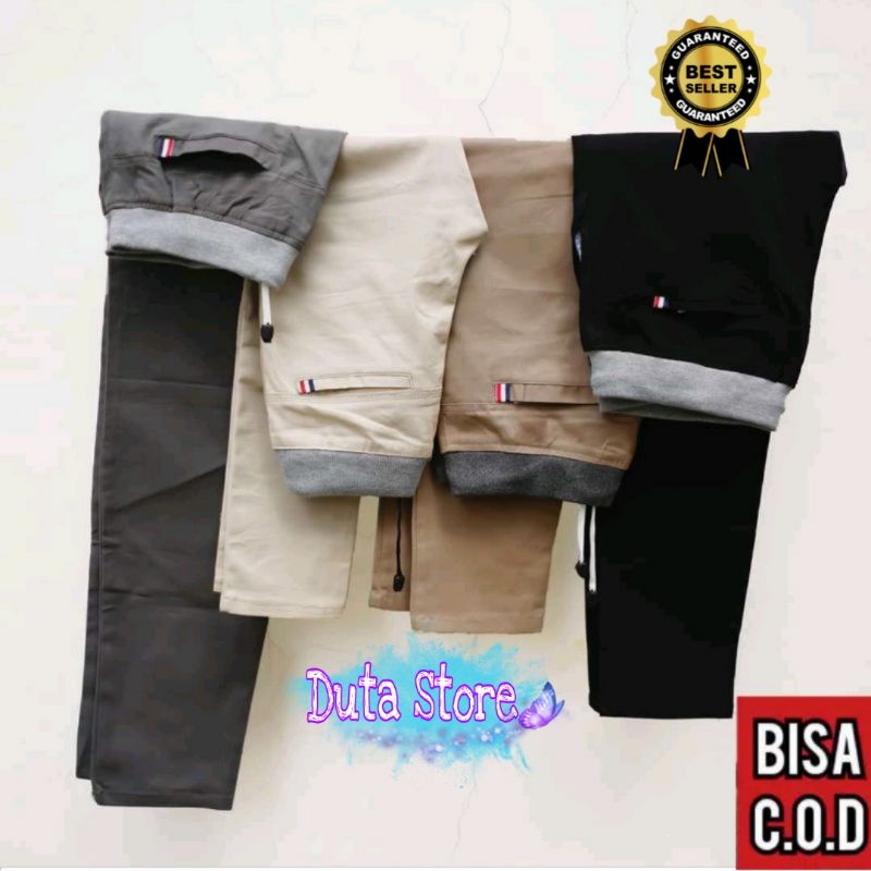 calana rip rib panjang pria jogger street celana chino jogger karet Melar