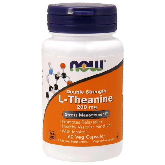 Now Foods L-Theanine Double Strength 200 mg (60 Caps) / Now Theanine