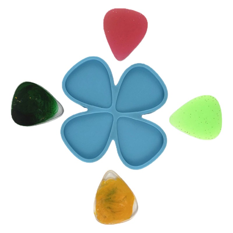 Glitter 4 Pcs/Set Universal Guitar Picks Epoxy Resin Mold Guitar Plectrums Silicone Mould DIY Crafts Guitar Thumb Finger Picks Casting Tools