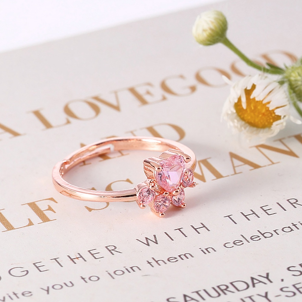 Hu Hu Hu Hu Hu Alat Bantu Pasang Kacamata♡ Cincin Wanita Model Terbuka Bahan Alloy Desain Cakar Kucing Adjustable Untuk Pesta