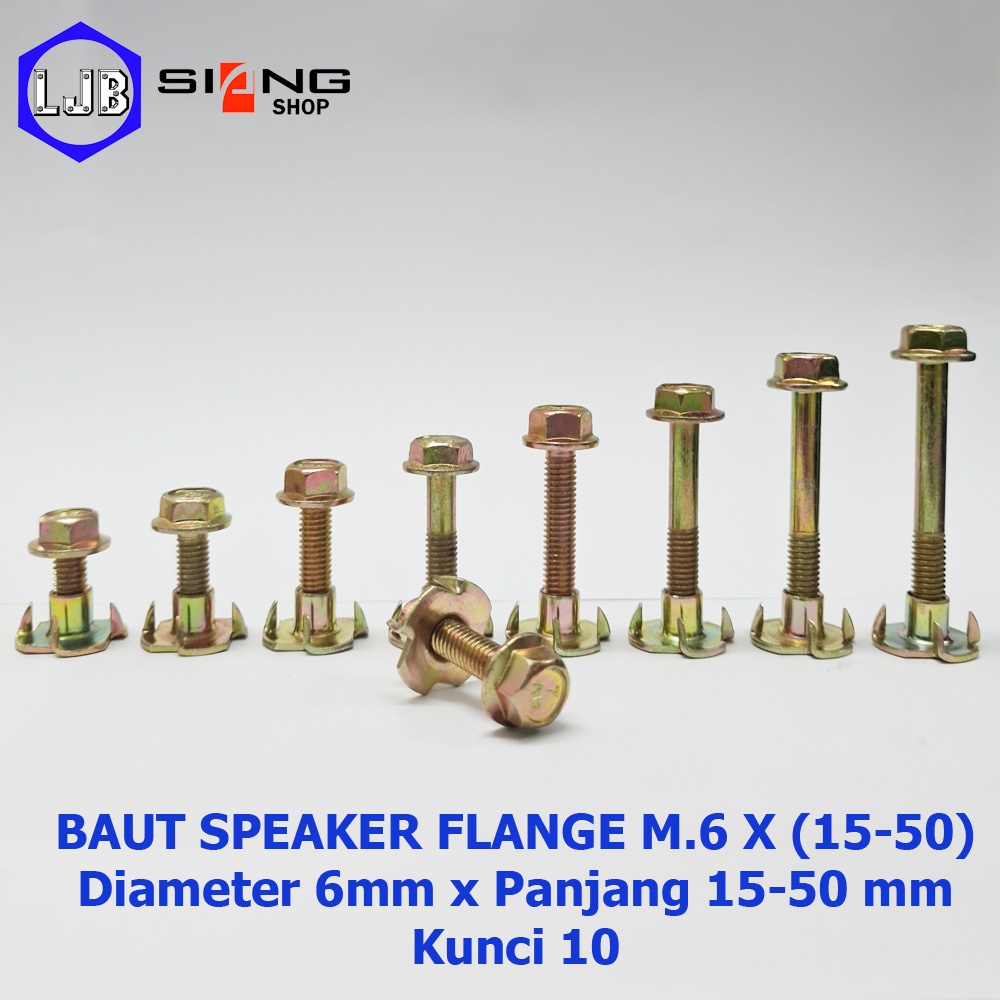 Baut M6 Speaker Cakar Flange panjang 15 sd 50mm