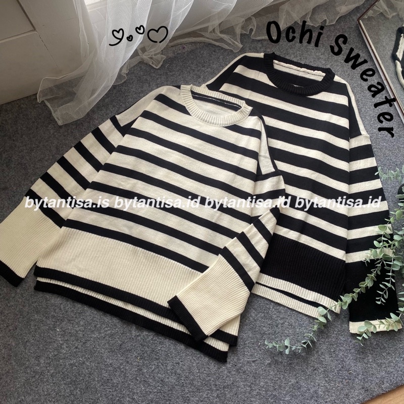 SWEATER RAJUT OVERSIZE ANYA MOTIF GARIS BLASTER