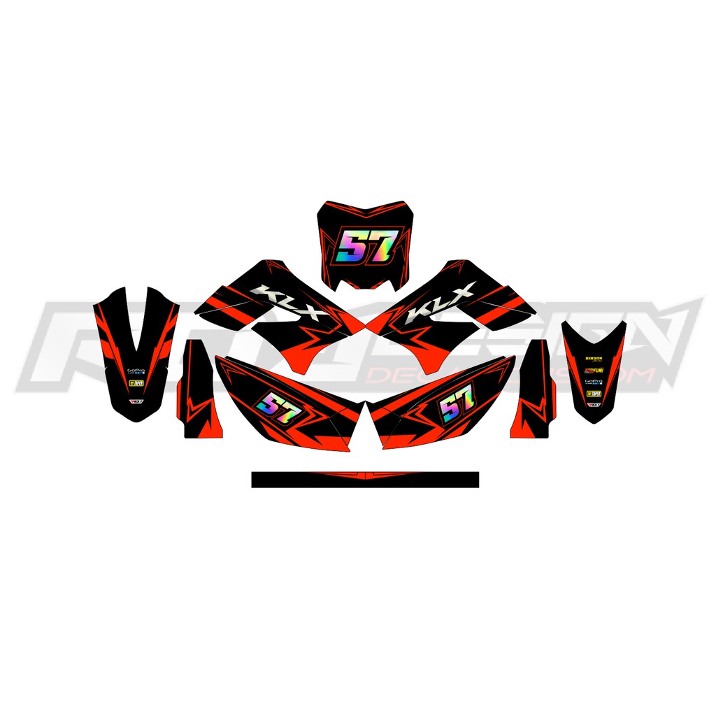 DECAL STICKER KLX/DTRACKER 150 LAMA (015) DEKAL STIKER HITAM MERAH HOLOGRAM