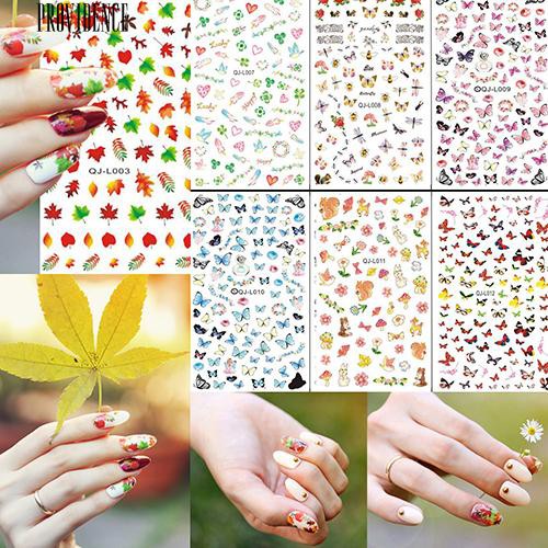 [Bayar Di Tempat]  Daun Maple Bunga Kupu-kupu Manicure Nail Art Decal Stiker Tips Dekorasi