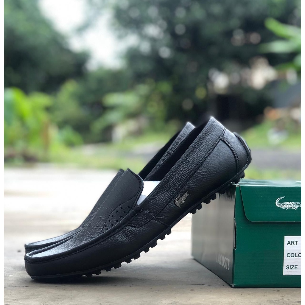 SEPATU PANTOFEL PRIA LACOSTE TYPE 245 HITAM KULIT ASLI / SEPATU PRIA KERJA KANTOR CASUAL KEREN / SEP