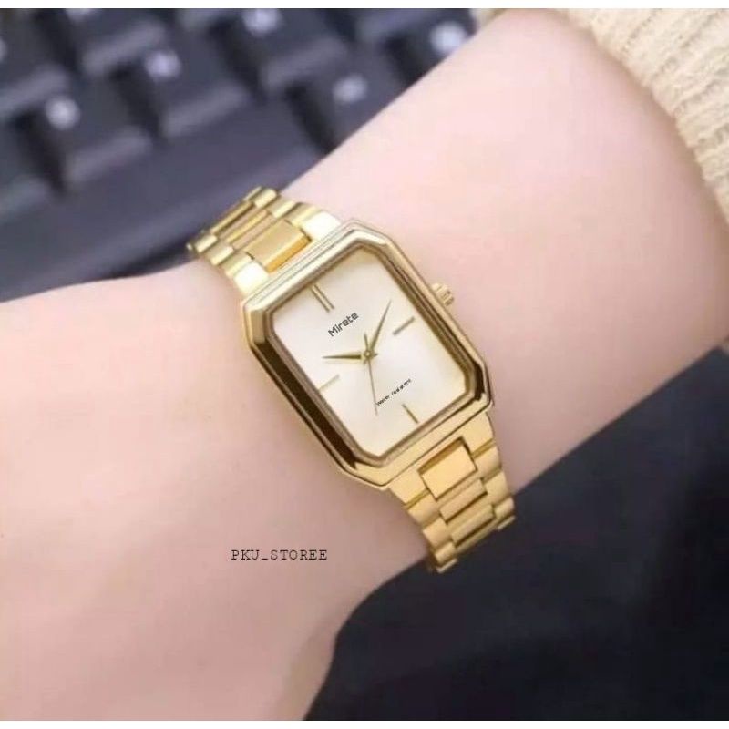 [PKU_STOREE] Hitam Rosgold Jam Tangan Wanita rantai stainlis simple dan murah tahan air Free batre cadangan // JAM tangan wanita modis cantik dan elegan model analog //JAM tangan fashion wanita terlaris segi 5