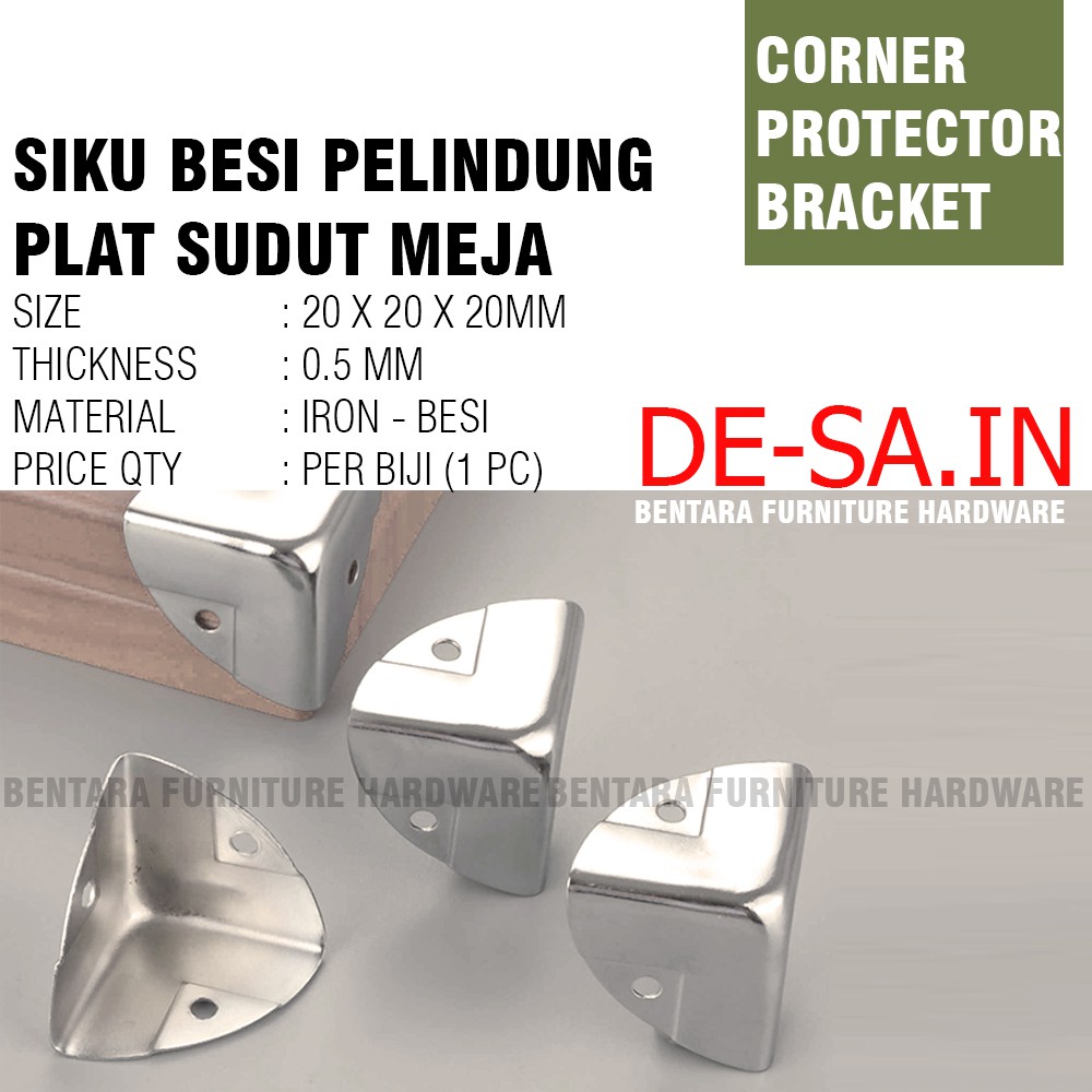 20MM Plat Siku Besi Pelindung Sudut Meja Peti Kotak Box - Table Corner Protector Bracket Braket