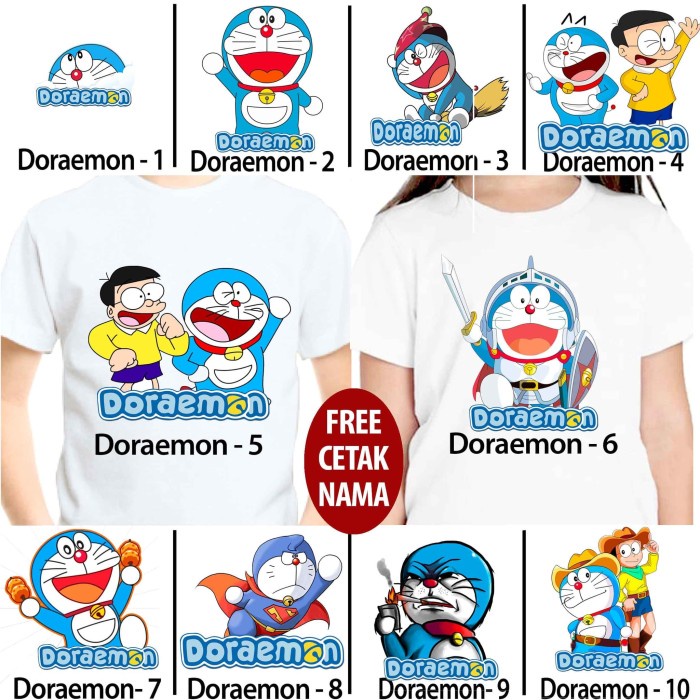 Baju / Kaos ANAK DORAEMON NOBITA BANYAK MOTIF (FREE TULISAN/NAMA) Import murah realpict