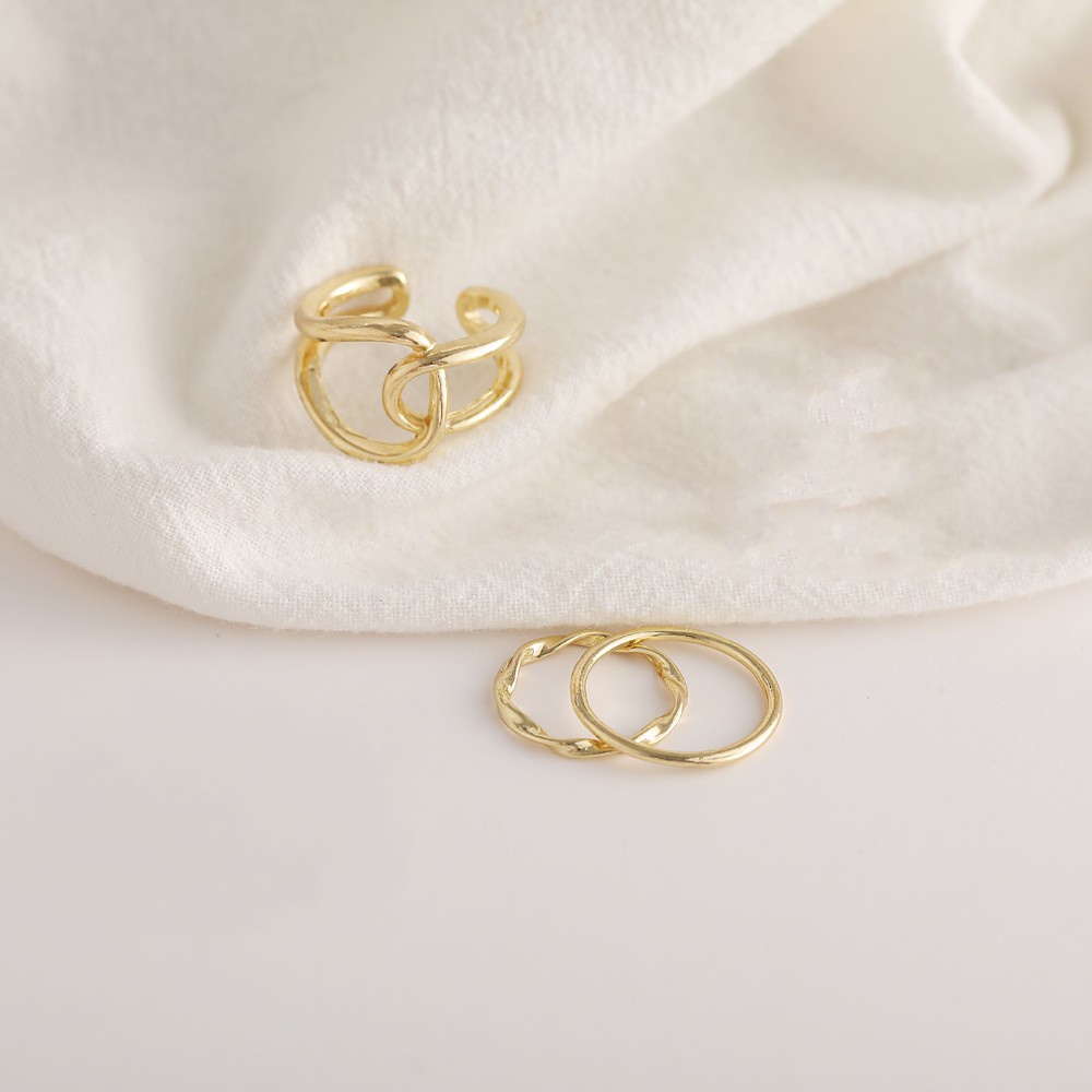 [ 5Pcs/Set Fashion Simple Golden Twist  Adjustable Open Rings set  ][Lovely Gifts Jewelry]