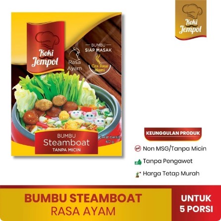 

Bumbu Steamboat KALDU AYAM Tanpa MSG - 60 gr