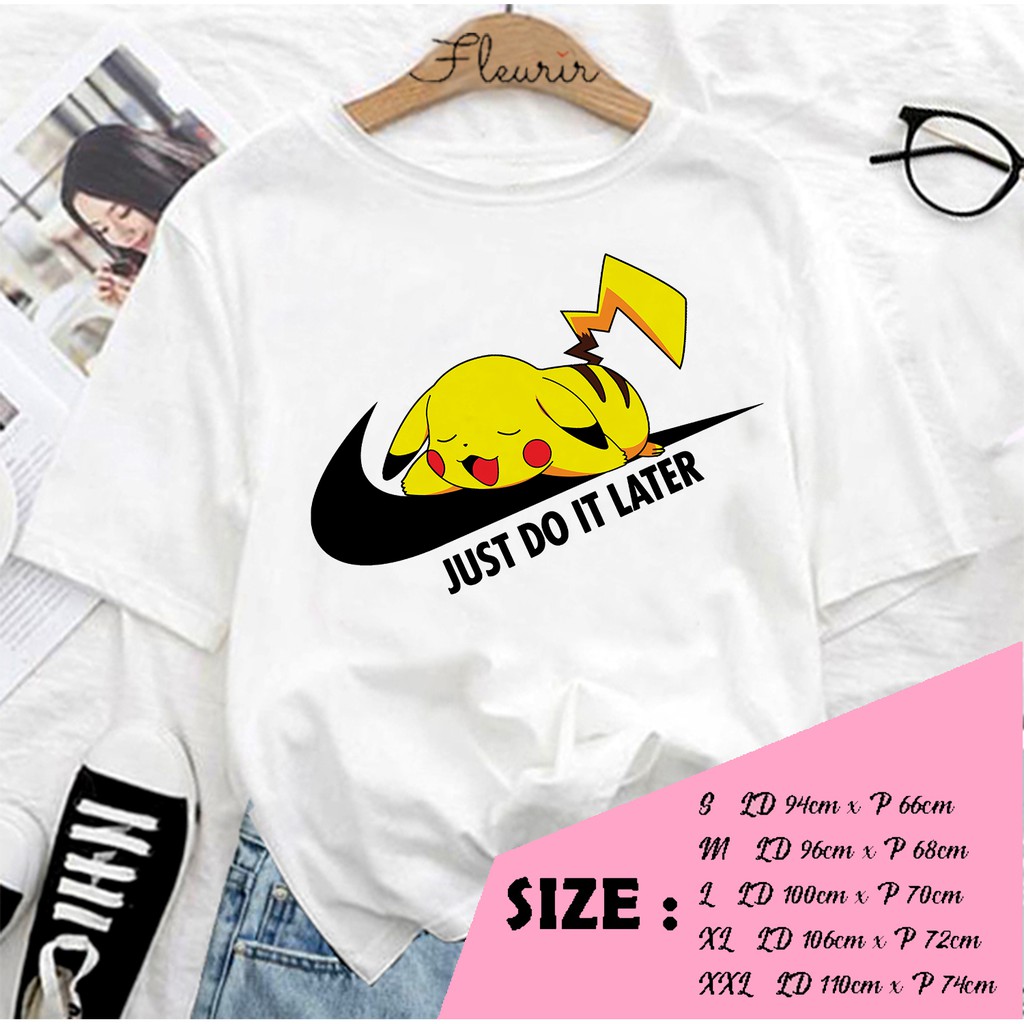 FLEURIR - KAOS NIKE PIKACHU WANITA DEWASA LENGAN PENDEK TEE UNISEX PRIA