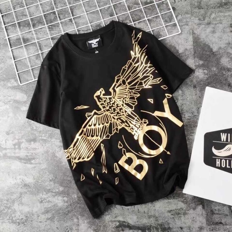 BOY6 KAOS BOY LONDON IMPORT PRIA WANITA ASIA EROPA KOREA AMERIKA GOLD ON BACK