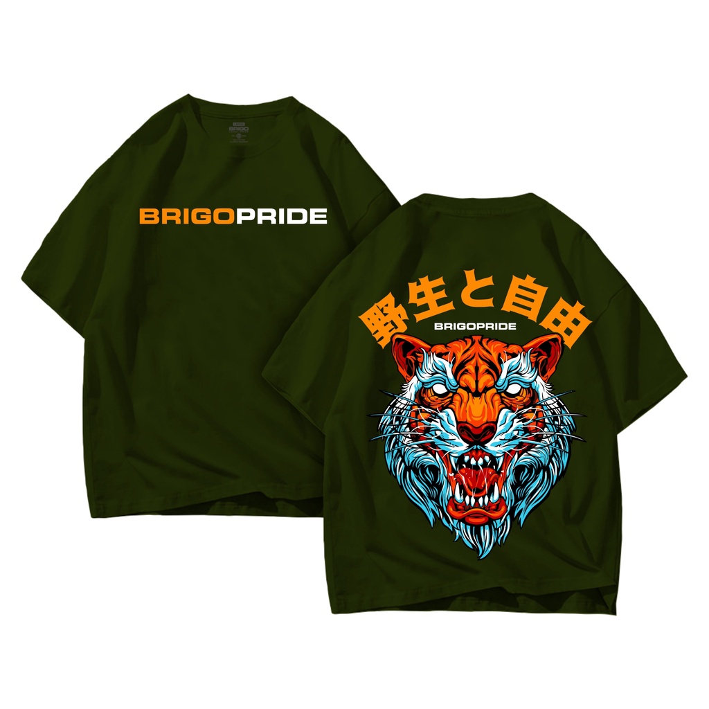 BRIGO Kaos Oversize TIGER JAPAN II Kaos Jumbo Size Pria &amp; Wanita II Kaos Oversize Print DTF