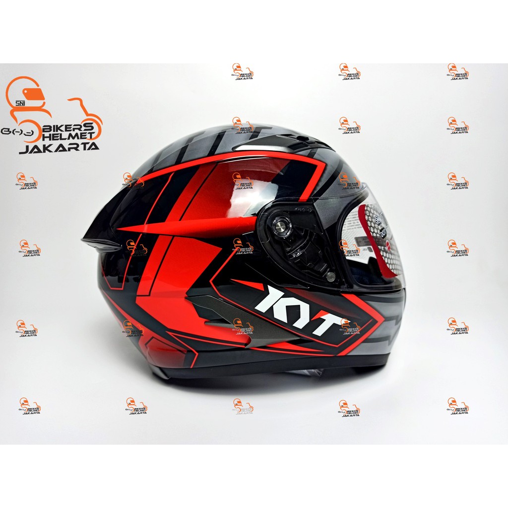 KYT HELM FALCON 2 ARMOUR BLACK RED FLUO DOUBLE VISOR FULL FACE
