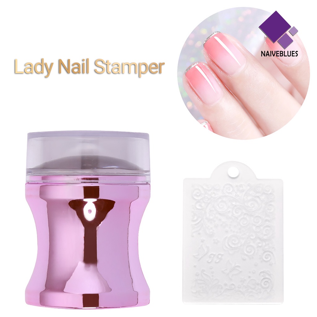 Naiveblue &gt; Stamper / Cap Kuku Wanita Multifungsi Tekstur Bening Ringan Untuk Nail Art / Manicure