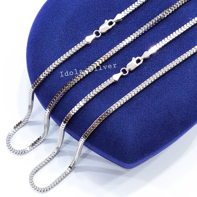 KALUNG PERAK PRIA WANITA ASLI SILVER 925 LAPIS EMAS PUTIH MODEL MILANO 40 45 50 55 60 65 70 75 80 - PERHIASAN PERAK ASLI