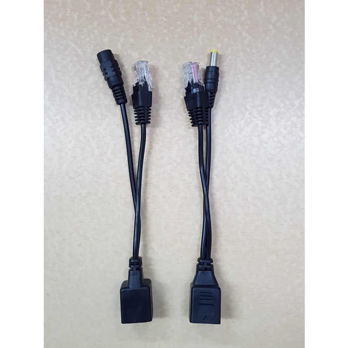 Kabel Poe Splitter/Kabel Poe Injector Support Cat5/6 Hitam Sepasang