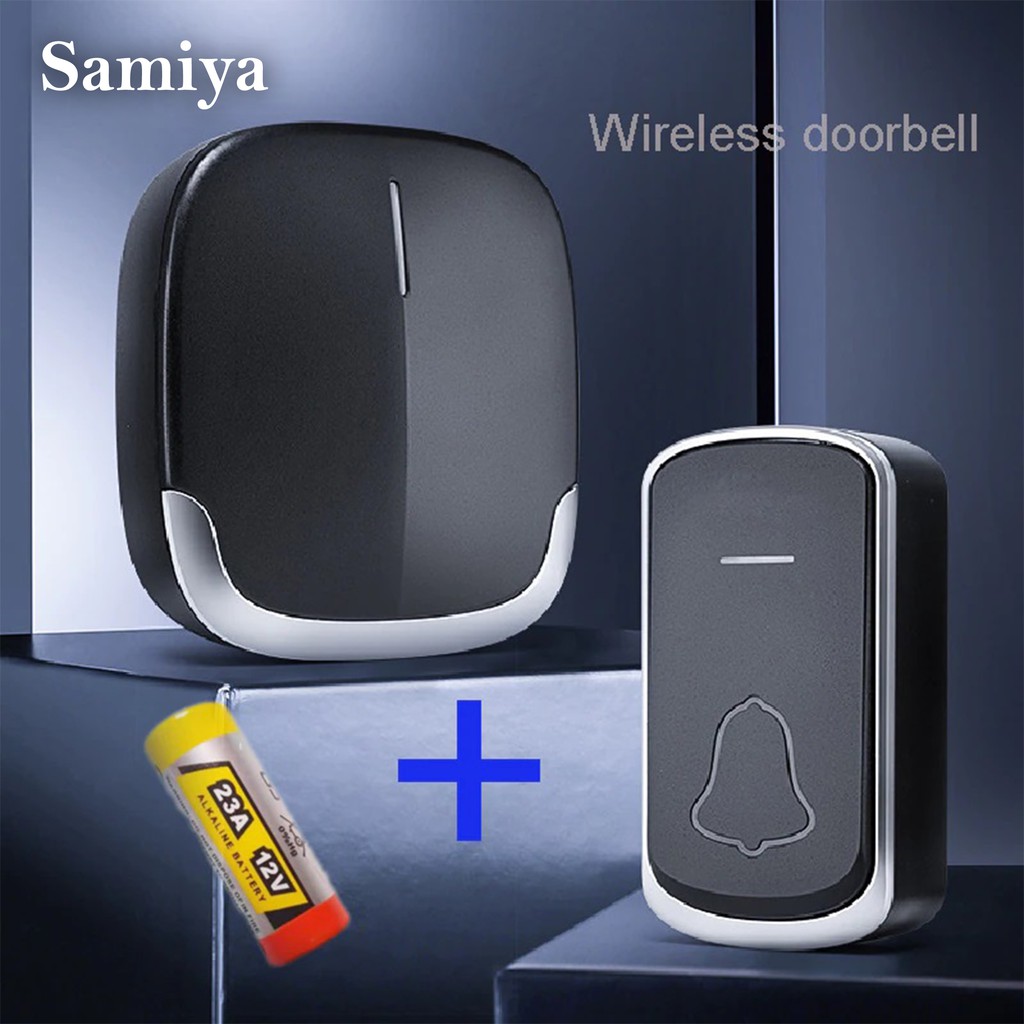 bel rumah wireless hitam  anti air / door bell wireless black waterproof 1receiver dan 2receiver