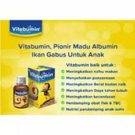 Vitabumin  Madu Albumin Ikan Gabus Sirup 130 ml Daya Tahan Tubuh /Nafsu Makan/Madu Anak