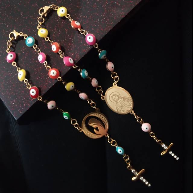 Gelang Rosario Stainless Steel Multicolor Bead