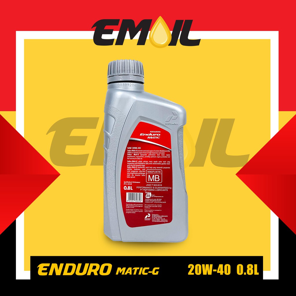 Oli pertamina enduro MATIC G 20w 40 API SL 800ml