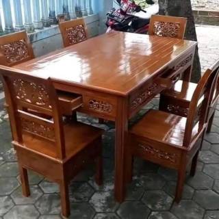 Meja makan kartini kursi makan kartini jati ukir | Shopee Indonesia