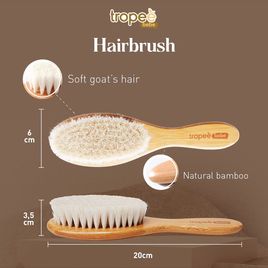 TROPEE BEBE SISIR BAMBOO PREMIUM HAIR BRUSH BAMBOO COMB SISIR SIKAT ANAK