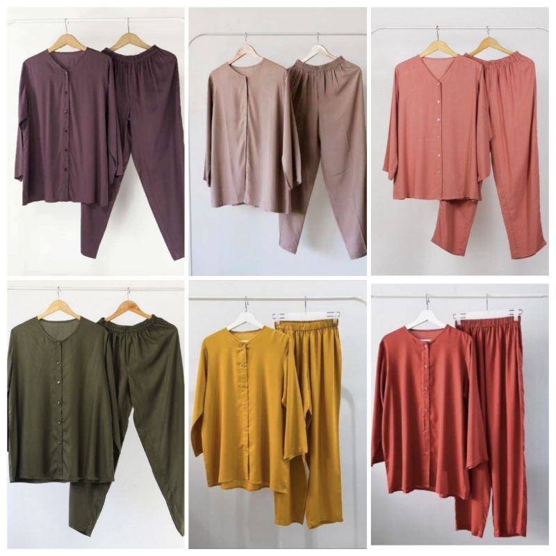 (PIYAMA POLOS) PIYAMA RAYON / PAJAMAS RAYON / SET BAJU WANITA VIRAL