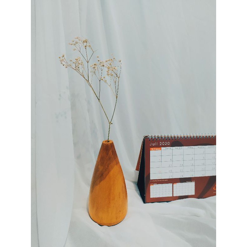 Set Home Decor Rustic Vas Kayu dan Bunga Kering Baby Breath