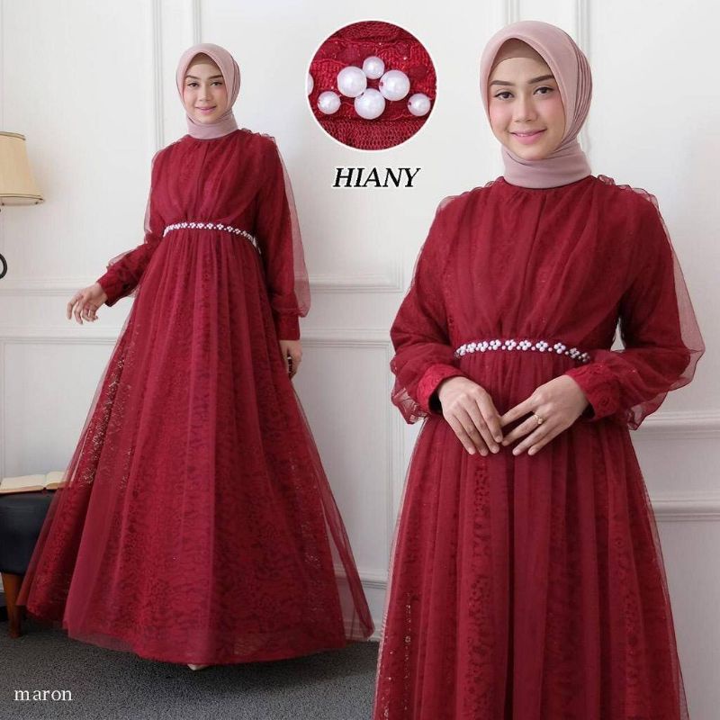 INAH DRESS BRUKAT TILE/DRESS GAMIS BRUKAT PREMIUM LADY PESTA/GAMIS BRUKAT/GAUN PESTA/LONG DRESS/GAMI