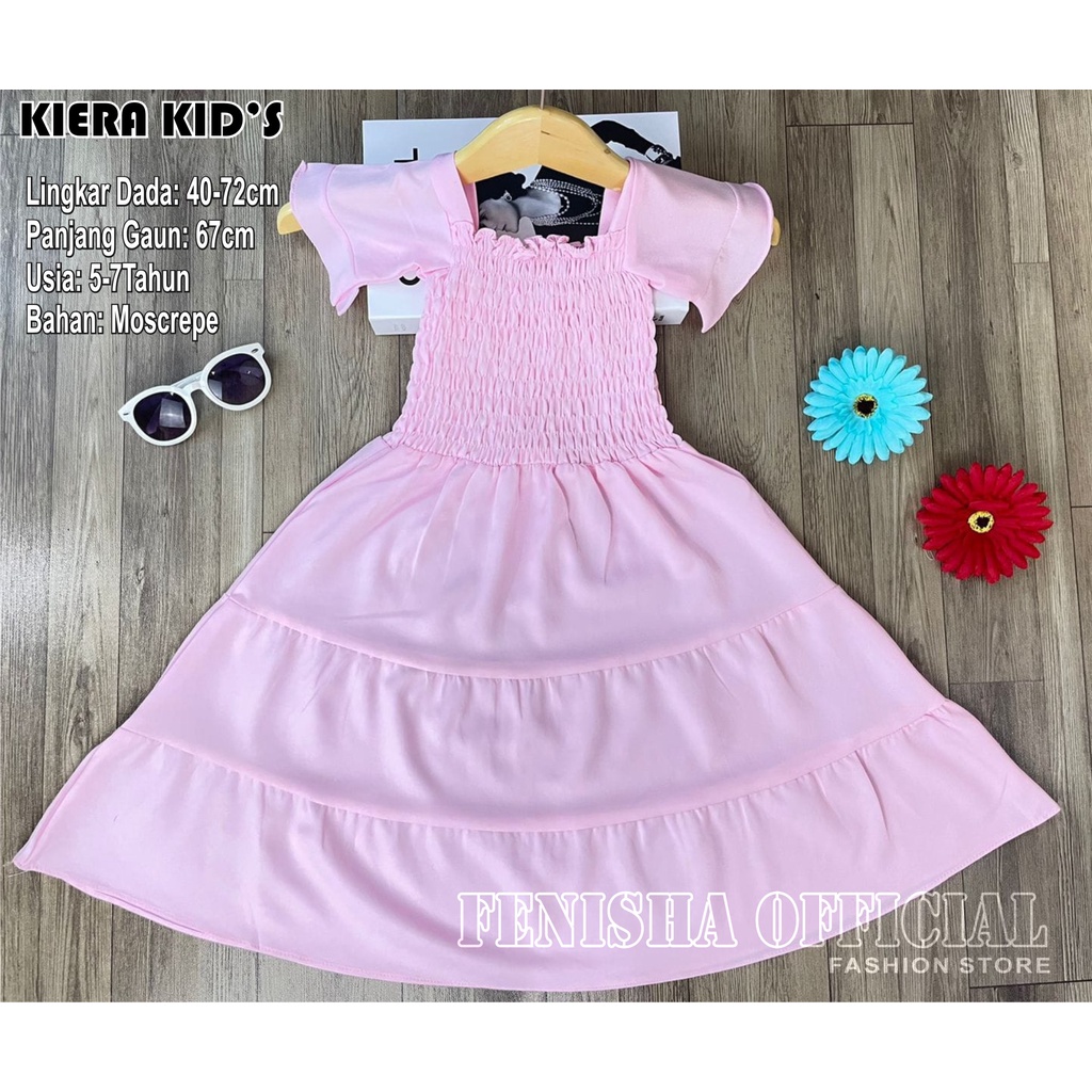 FenishaStore Dress Anak Kekinian KIERA Kid’s Usia 5-7Tahun Bahan Moscrepe - Bisa Bayar Ditempat COD