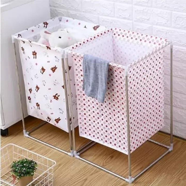 RAKUKU Keranjang Laundry Lipat Stand Persegi / Keranjang baju kotor laundry lipat stand serbaguna -K