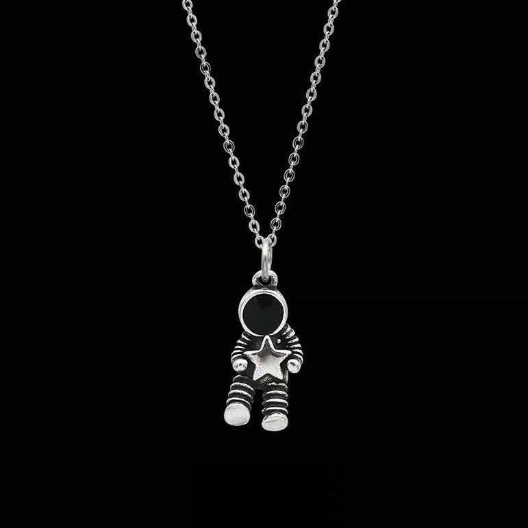 Star Astronaut Titanium Steel Couple Necklace Pendant