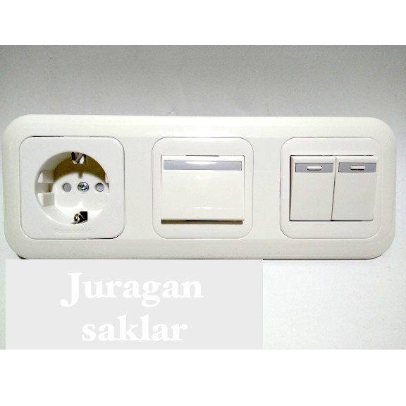Stopkontak + saklar skakel 3 gang panasonic