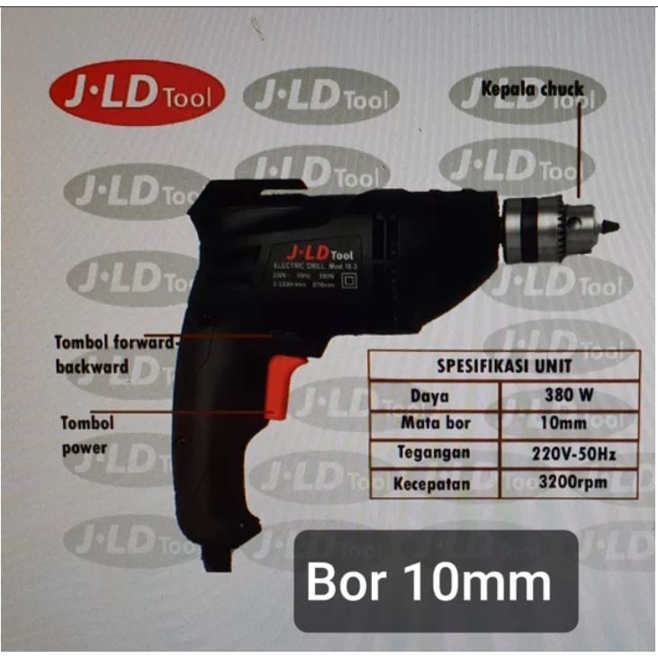 Bor listrik 10 mm YAMAKU Y2100M  bor tangan reversible bolak - balik