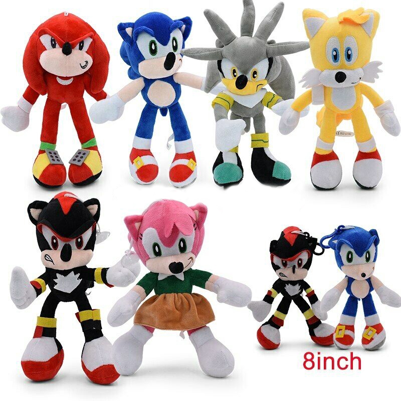 Boneka Sonik The Hedgehog Bahan Plush Warna Silver Ukuran 28cm Untuk Hadiah