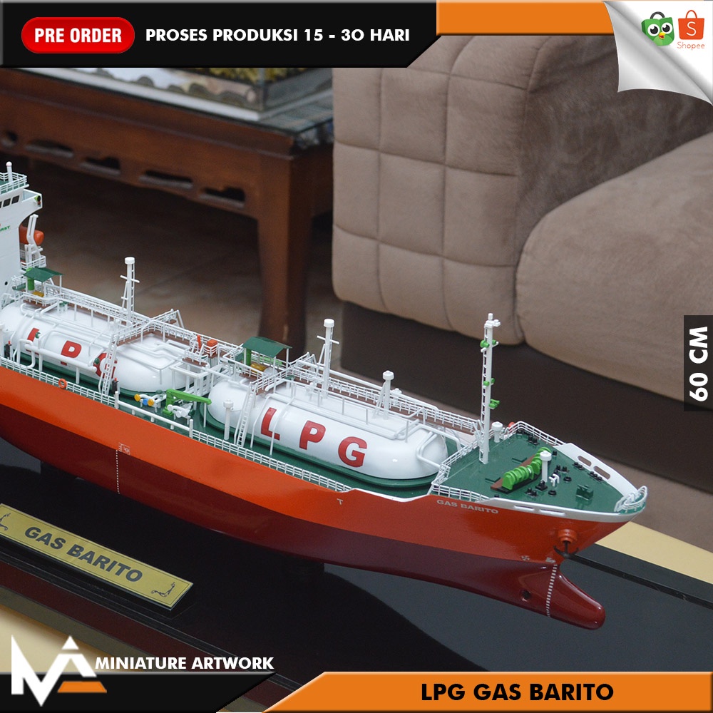(PRE-ORDER) MINIATUR KAPAL LPG GAS BARITO 50 CM I PAJANGAN GIFT SOUVENIR