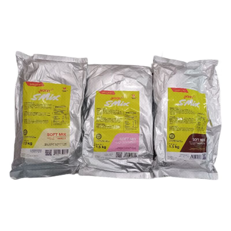 

1 dus (isi 8 pack @ 1,5kg) Softmix Haan / Haan coklat / Haan stroberi / Haan vanila