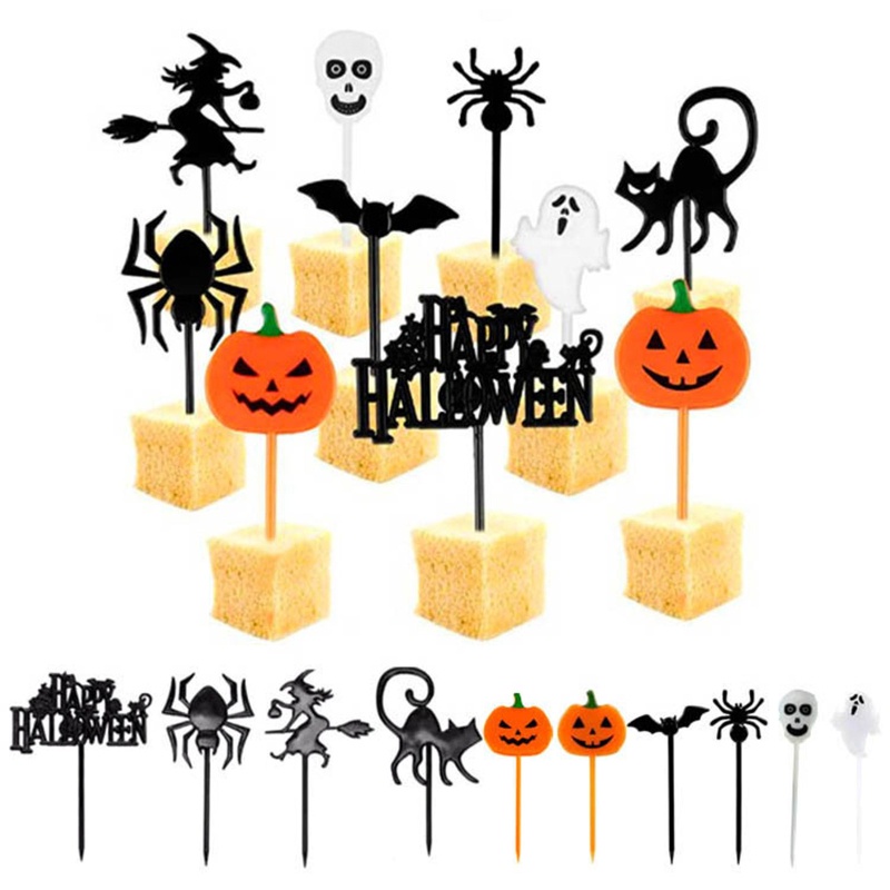 Zzz 10pcs / Set Tusuk Gigi Buah / Makanan Tema Halloween Bahan Plastik