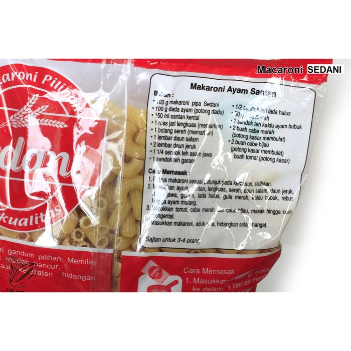 

PASTA-ANEKA- MACARONI SEDANI (UNTUK DIREBUS) 1KG -ANEKA-PASTA.
