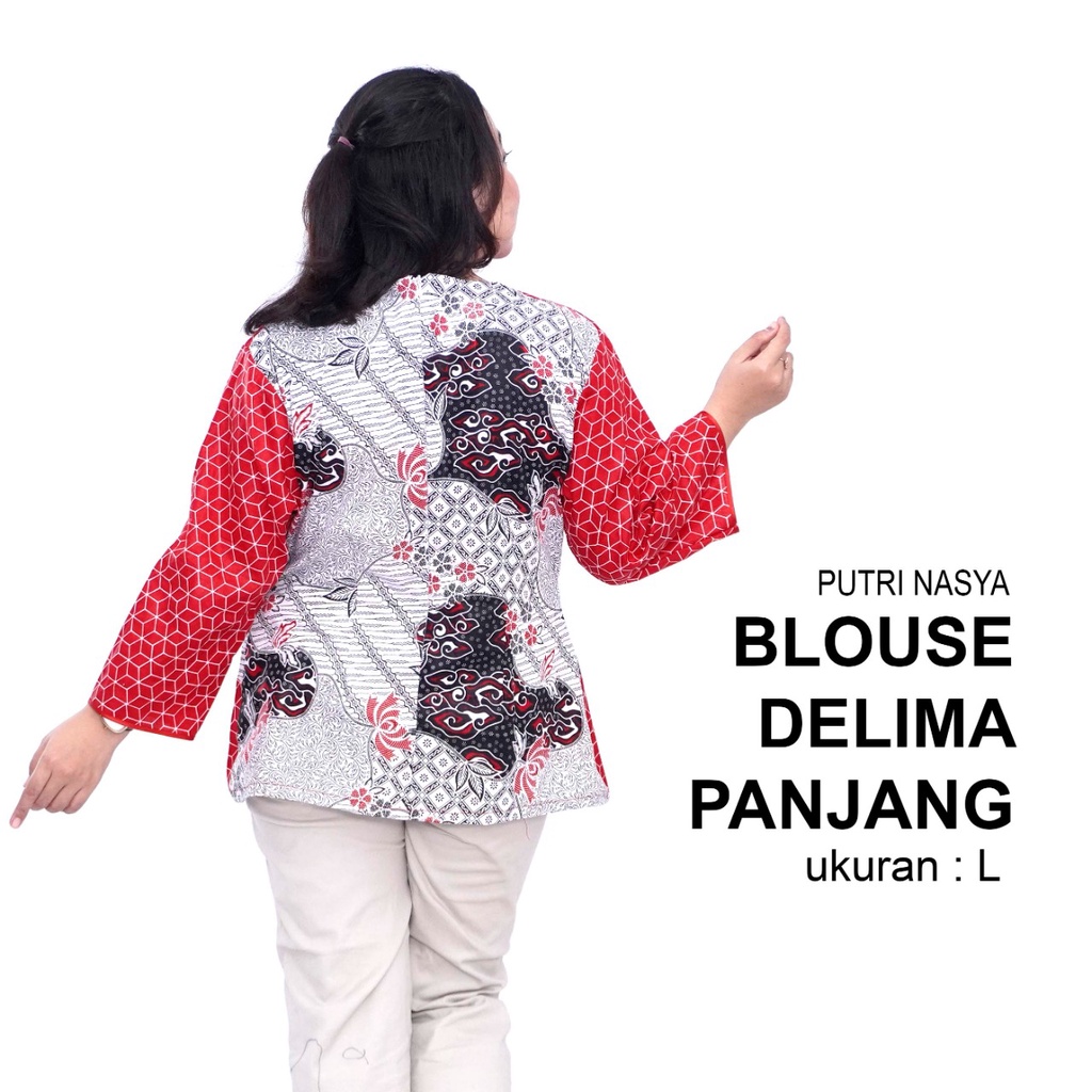 Atasan Batik Jumbo Wanita Blouse Big Size Wanita Kerja Jumbo M-L-XL-2L-3L-4L-5L-6L-7L Model Blus Jumbo Seragam Batik / Atasan Batik Kerja Formal Wanita Bigsize Kekinian LD 140