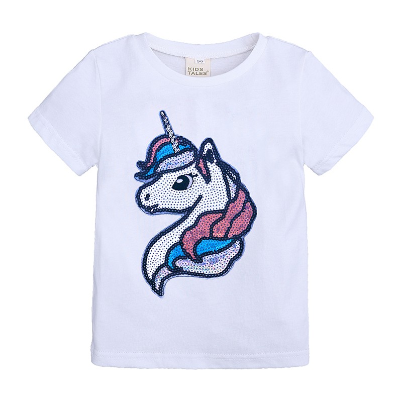 Kaos Lengan Pendek Anak Sequin Unicorn / Kaos Flip Sequin Unicorn