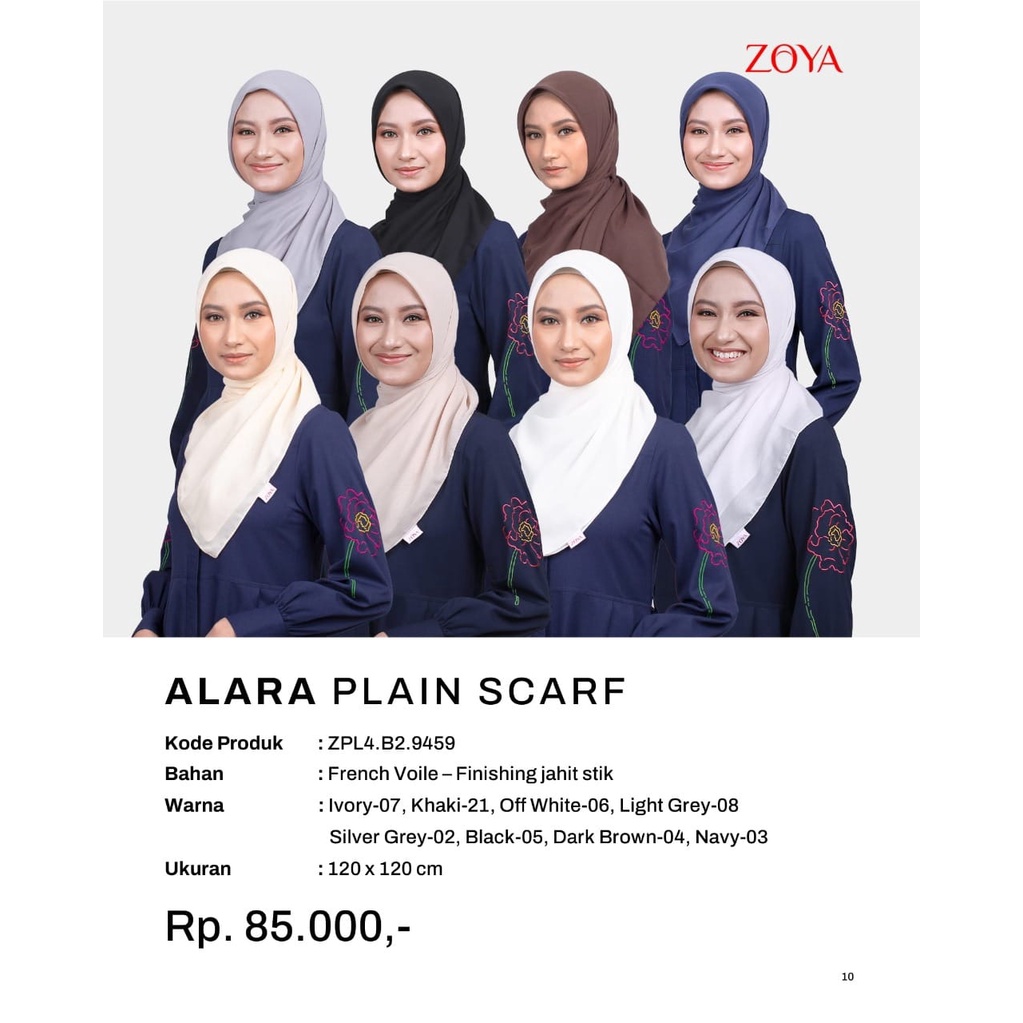 Zoya Hijab Alara Plain Scraf Segiempat Polos