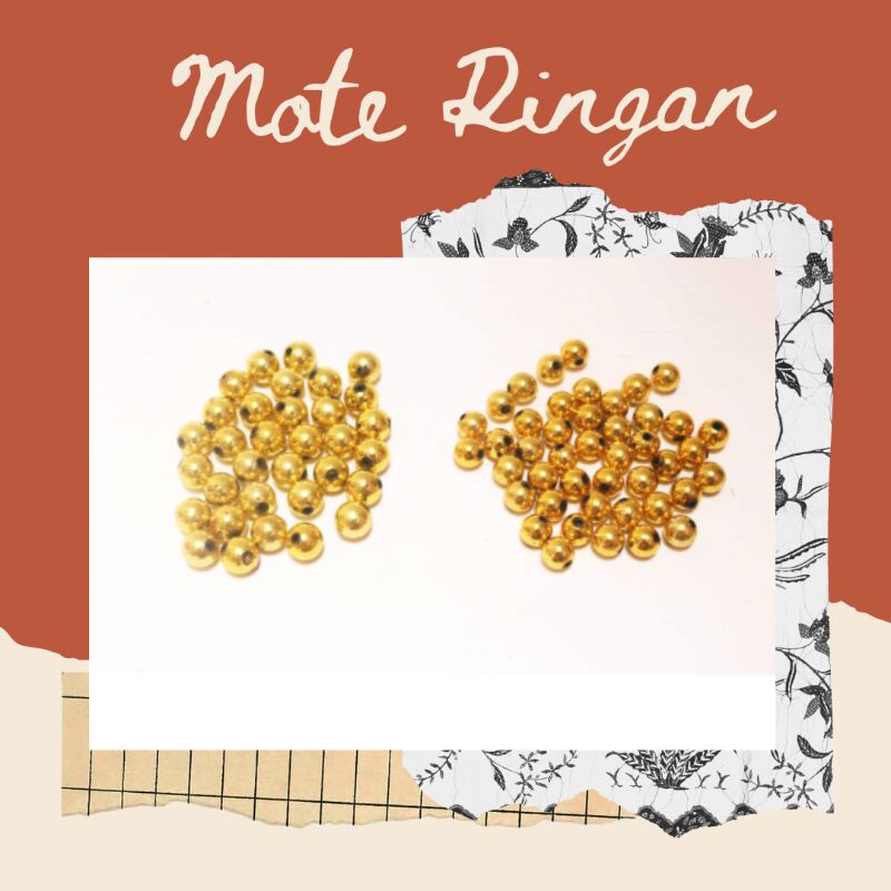 Mote/Mutiara Ringan gold/Silver bahan mahar model masjid,  ada 2 ukuran, 12 mm ,14mm dijual pereter