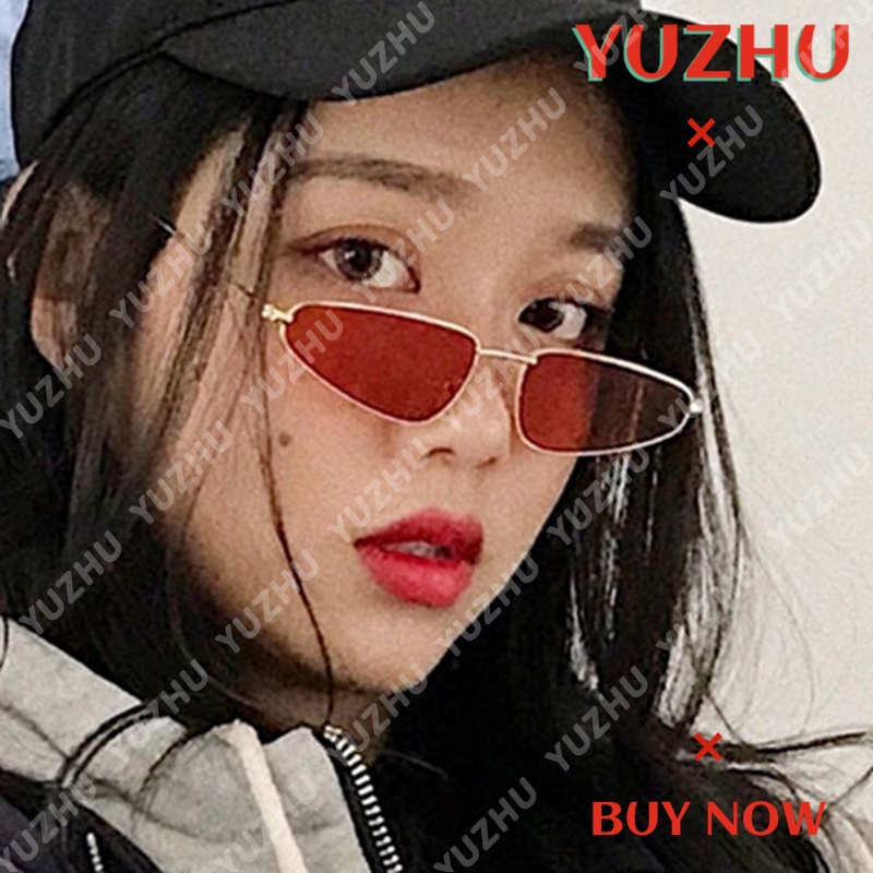 (YUZHU) Bayar di Tempat Korean Ulzzang Retro Mata Kucing Kacamata Hitam Wanita/Pria Candy Color Small Sunglasses