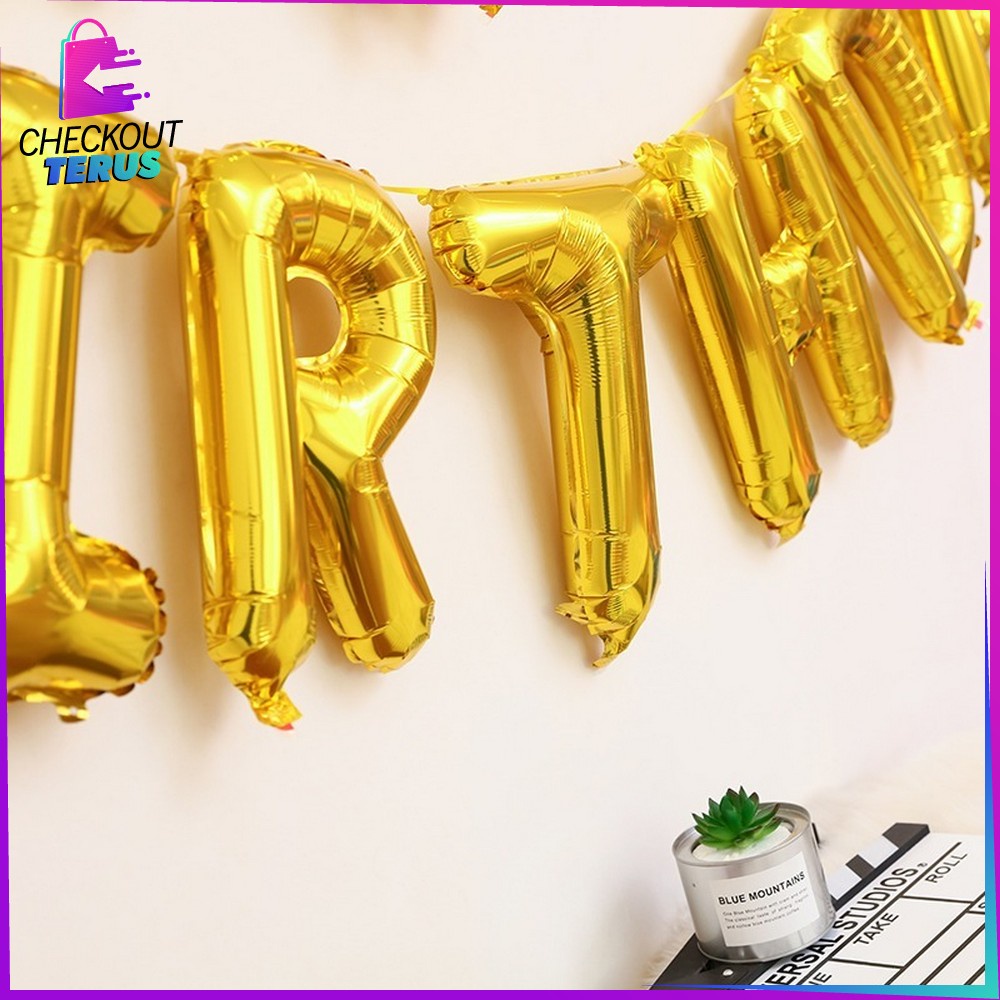 CT C390 Balon Foil Huruf Gold A-Z Balon Foil Angka 0-9 Ballon Foil Abjad Alphabet Angka Polos Baloon Huruf Dan Angka Perlengkapan Ulang Tahun  Balon Foil Gold