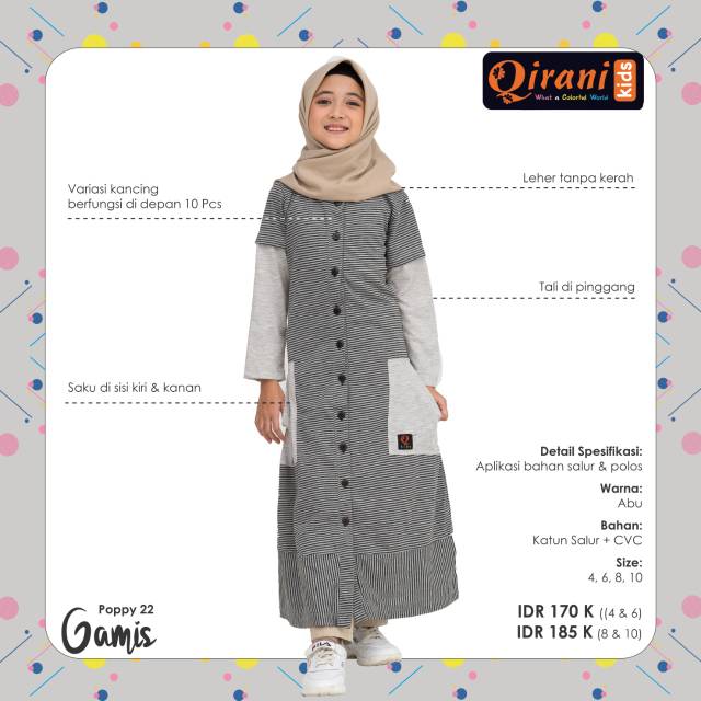 Gamis anak QIRANI POPPY 22