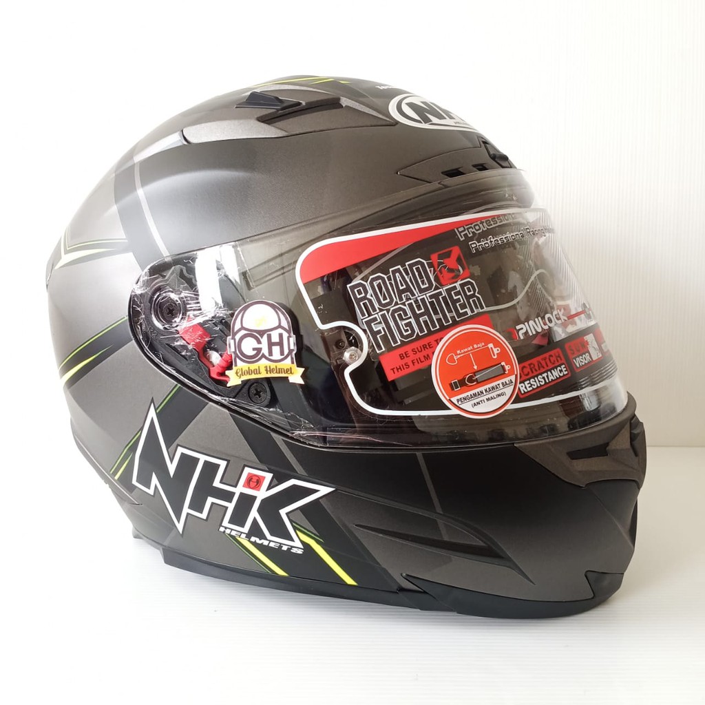 HELM FULL FACE NHK RX9 RX-9 MOTIF HAWK BLACK DOFF YELLOW RX NINE