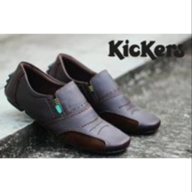 Cod sepatu cowok keren casual pria murah asli kickers kulit ori kerja kantor pantofel slipon