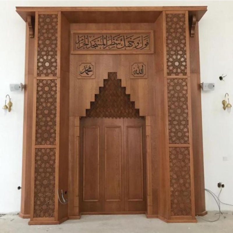 Jual Mihrab Masjid Kayu Jati Ukiran Kaligrafi dan Mihrab Mushola